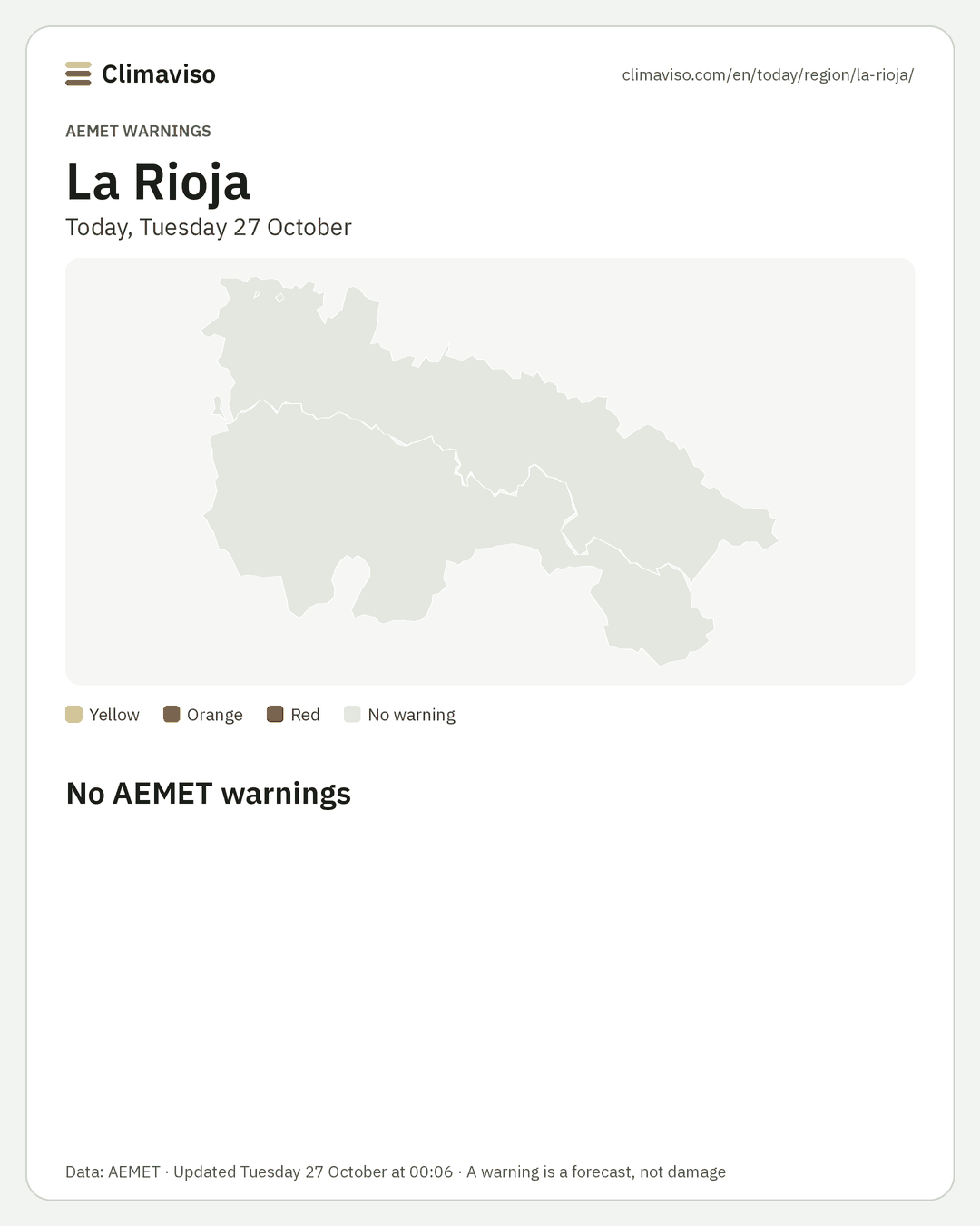 AEMET warnings in La Rioja, Today