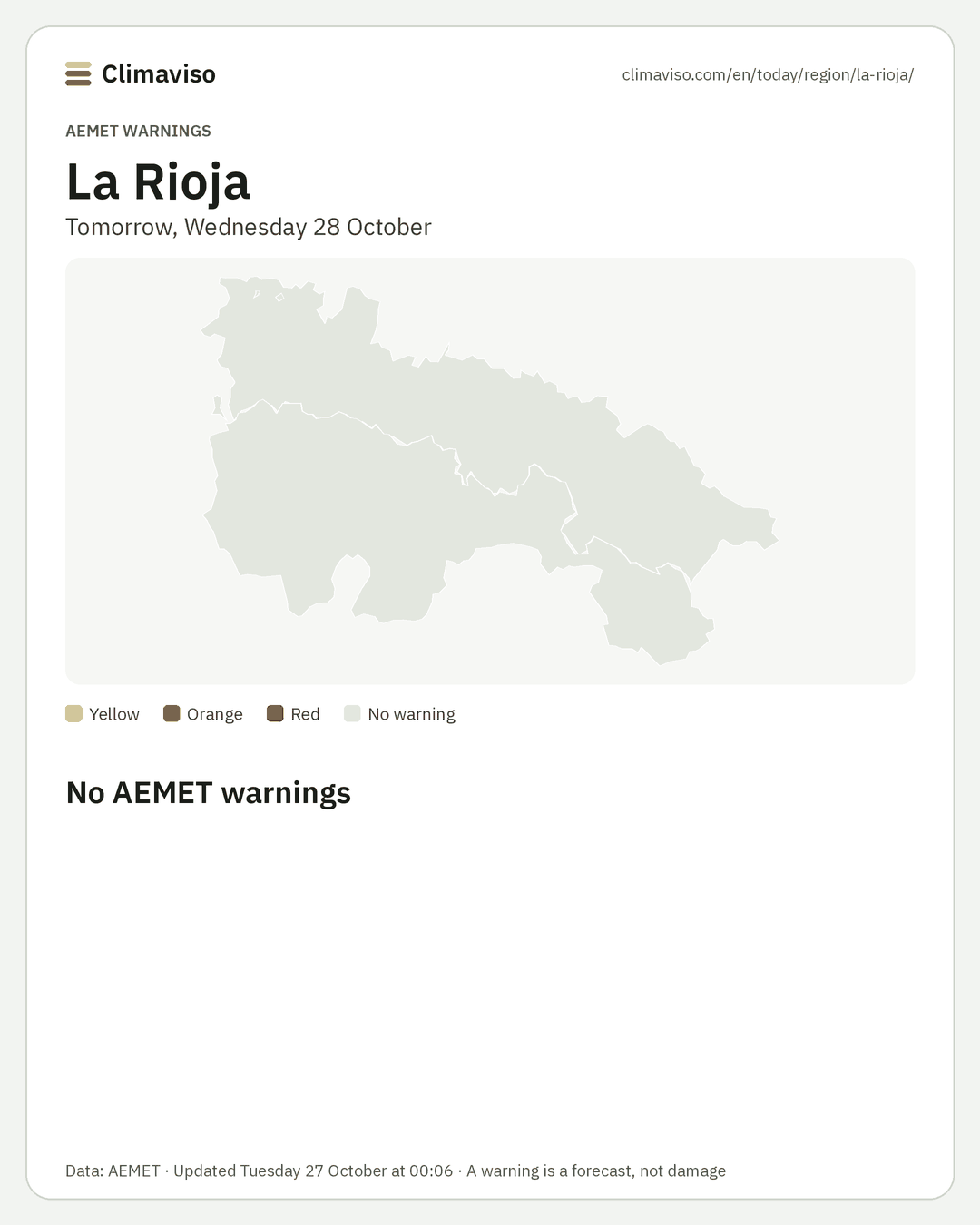 AEMET warnings in La Rioja, Tomorrow