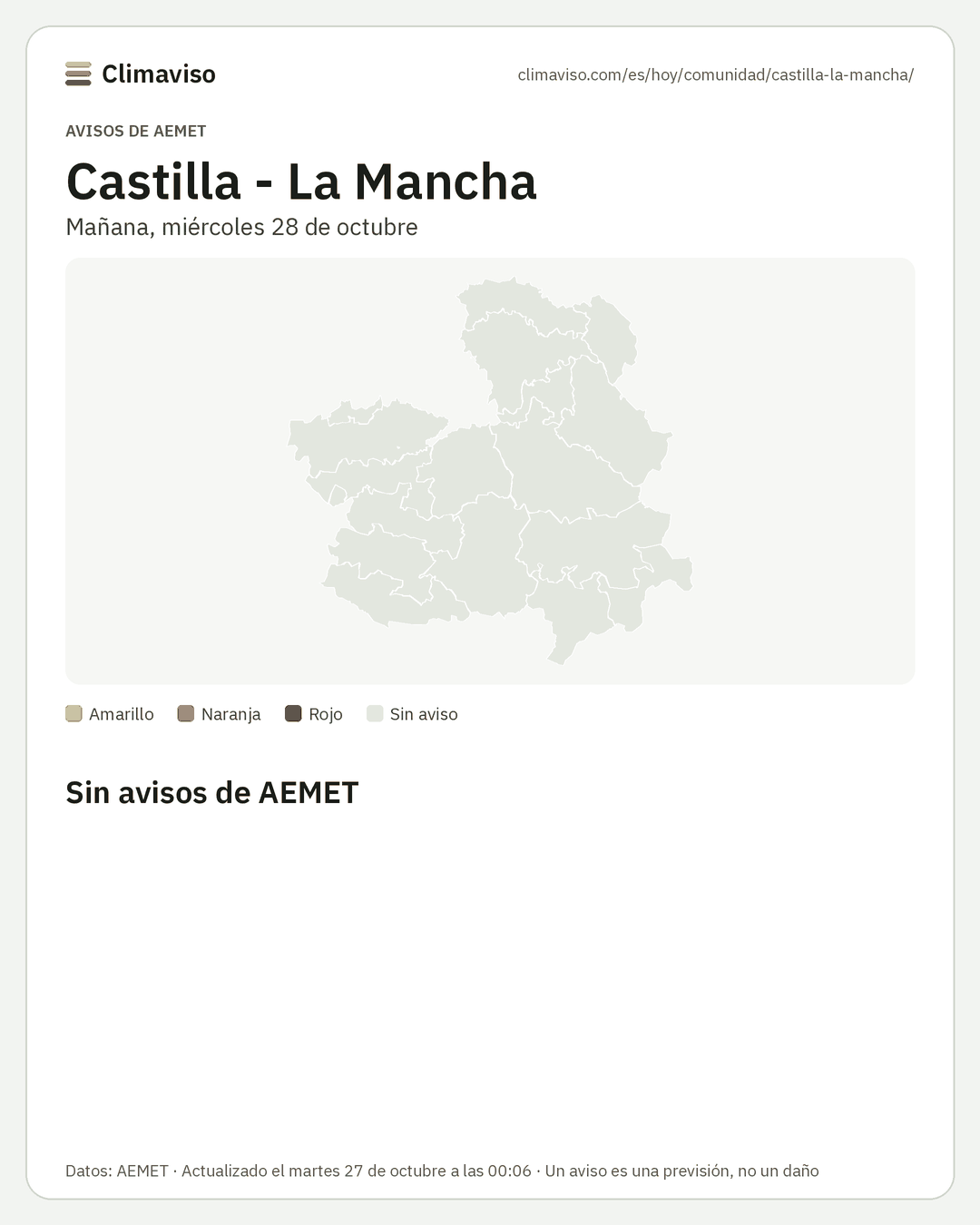 Avisos de AEMET en Castilla - La Mancha, Mañana