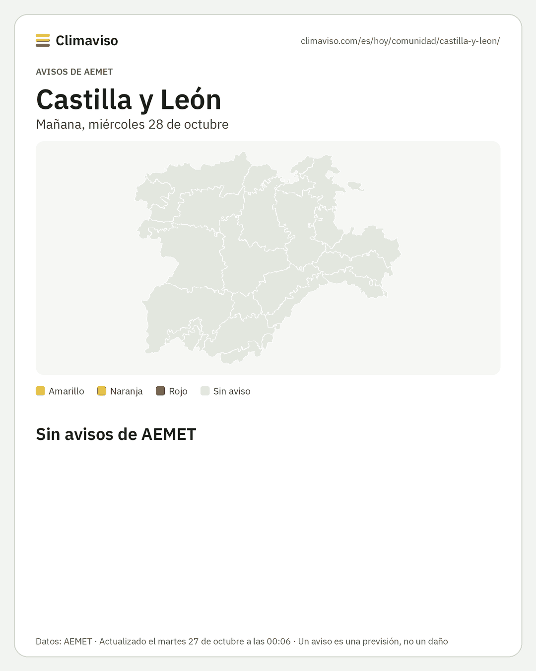 Avisos de AEMET en Castilla y León, Mañana
