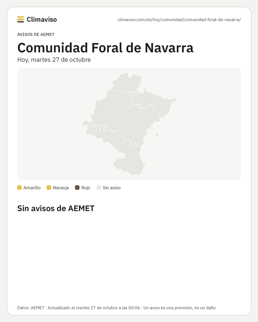Avisos de AEMET en Comunidad Foral de Navarra, Hoy
