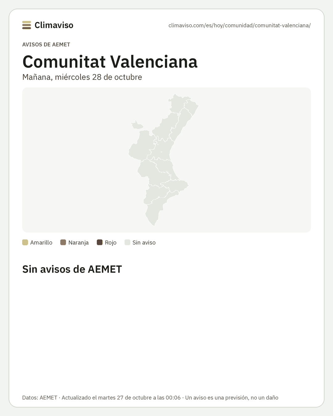 Avisos de AEMET en Comunitat Valenciana, Mañana