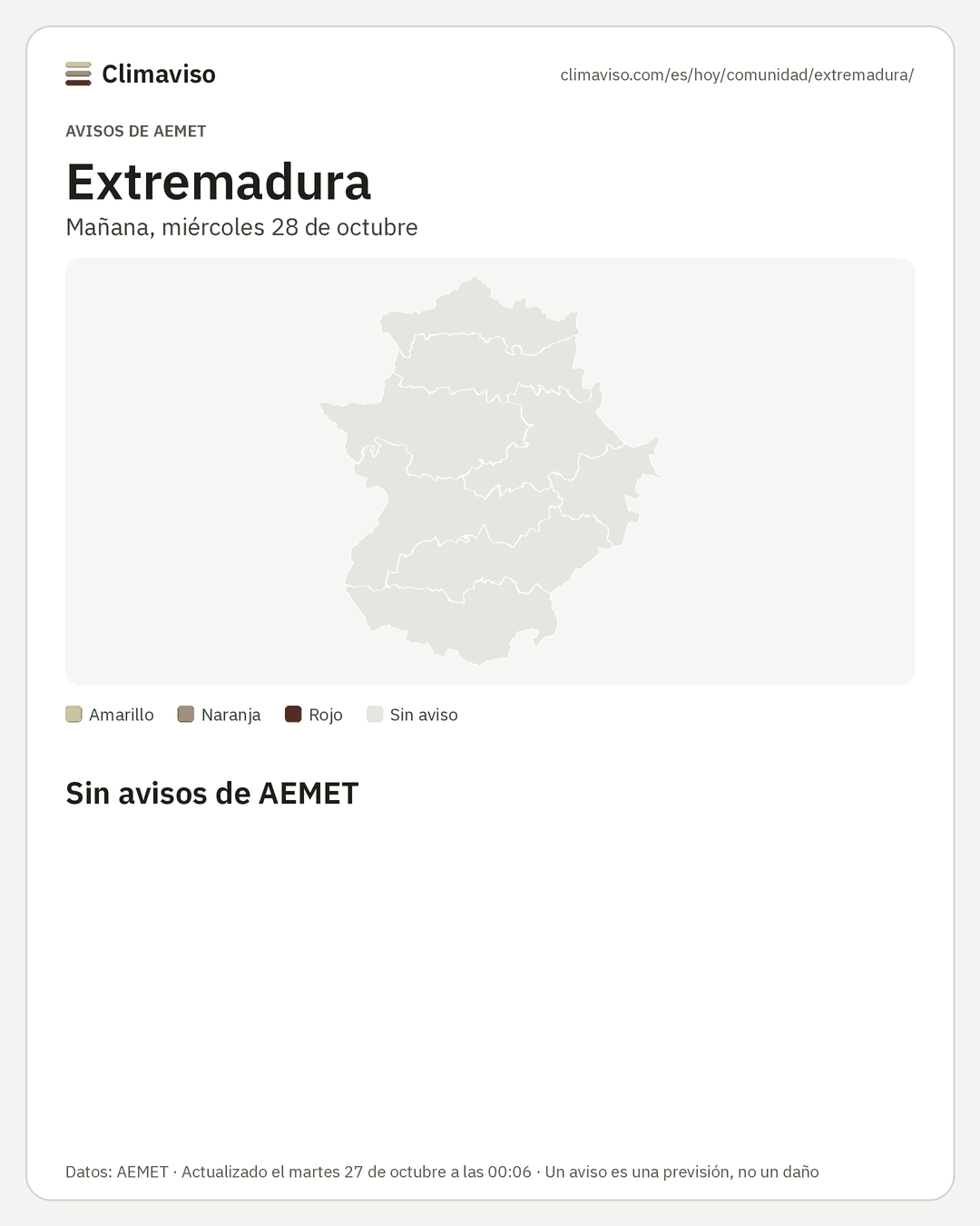 Avisos de AEMET en Extremadura, Mañana