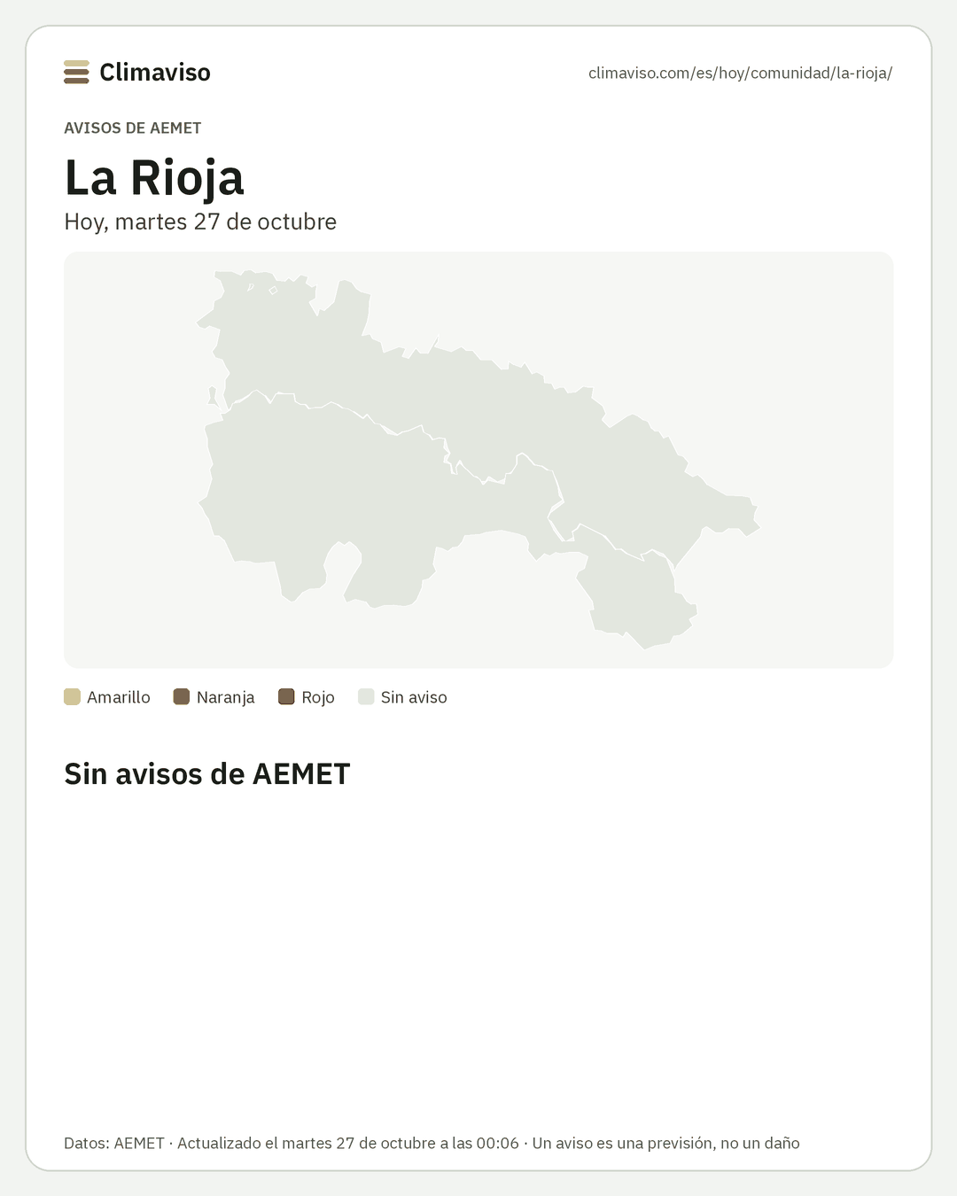 Avisos de AEMET en La Rioja, Hoy