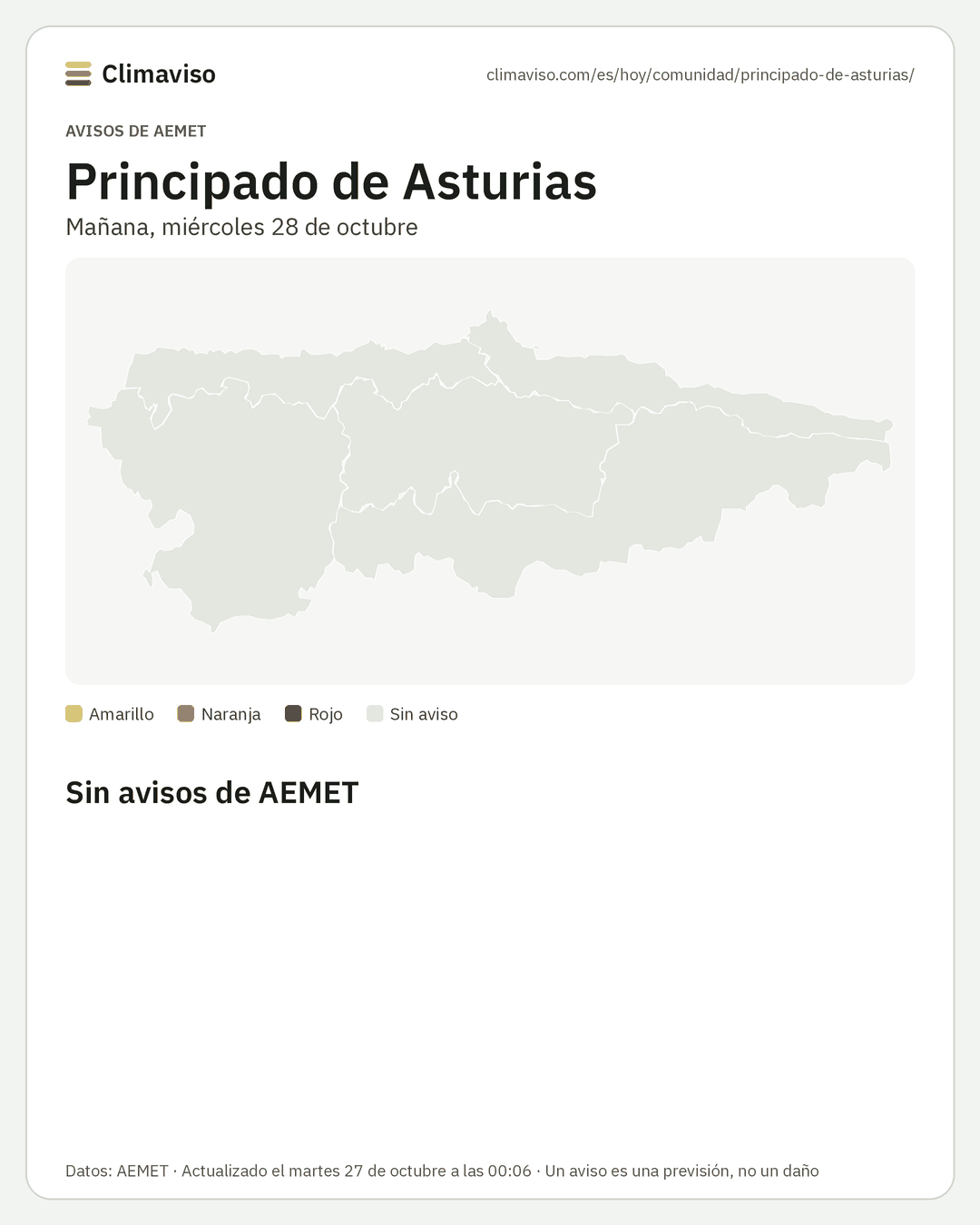 Avisos de AEMET en Principado de Asturias, Mañana