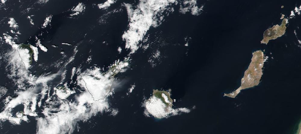 True-colour satellite image of the Canary Islands on 20 March 2026